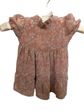 Noralee Wendy Dress Sz 12mo Rose Fleur Puff Sleeve Tiered Skirt Ruffle Collar